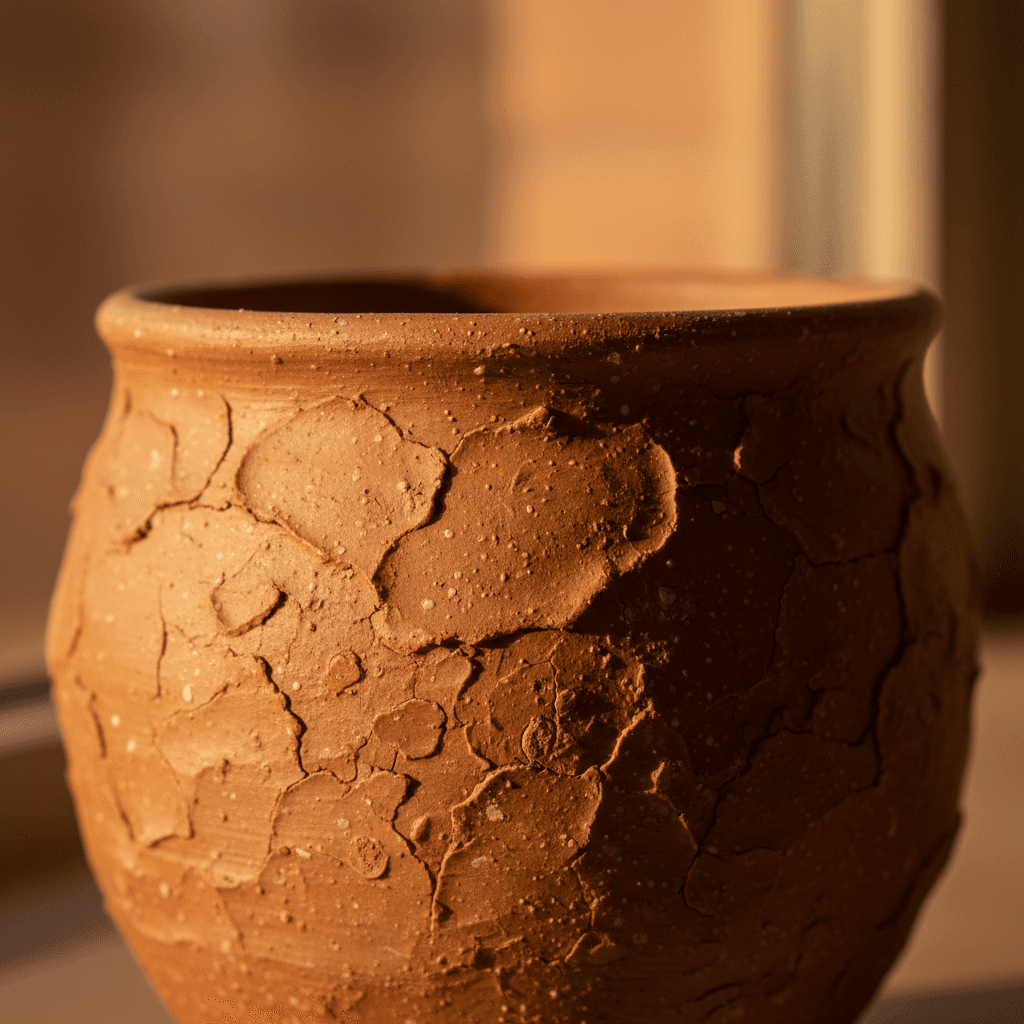 Handcrafted clay pot with natural texture