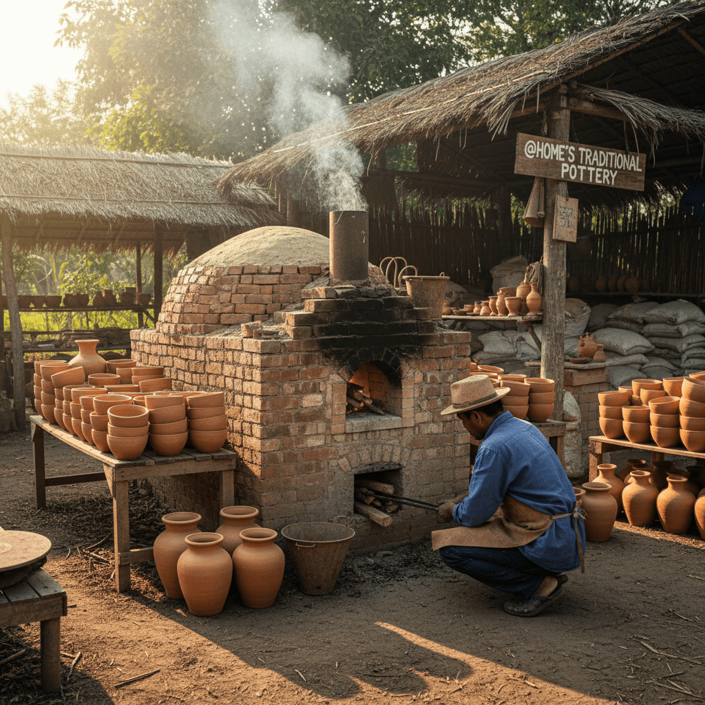 Traditional wood-fire kiln used for firing handmade pots