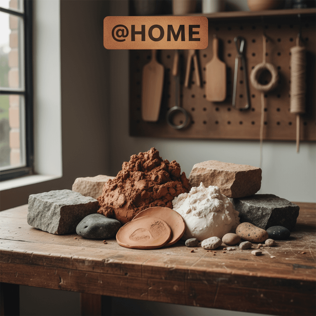 Natural clay and stone materials for crafting pots