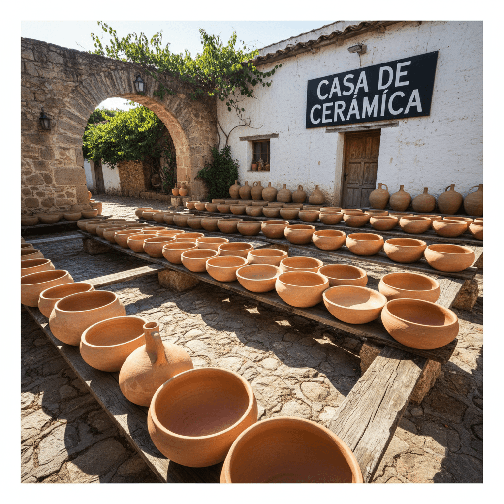 Handmade pots drying in the sun outdoors