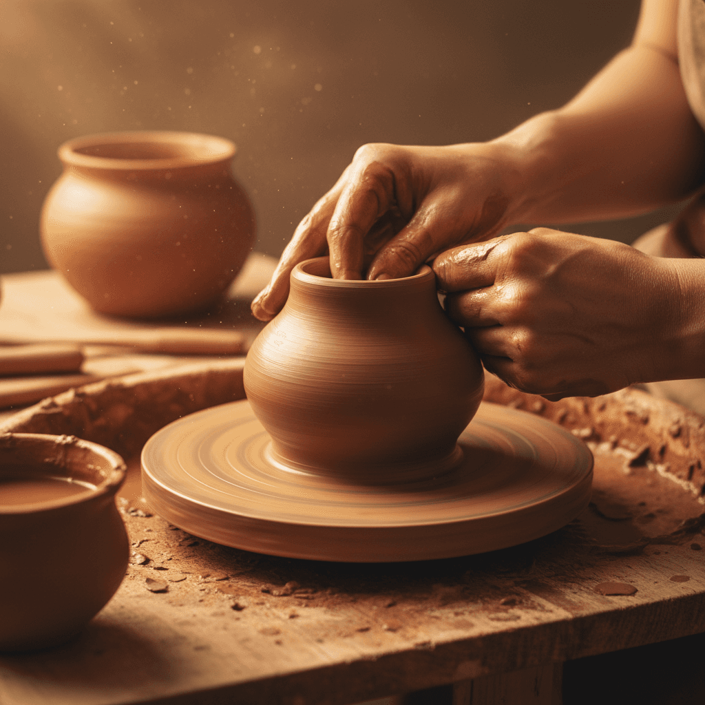 Hand-shaped clay pot