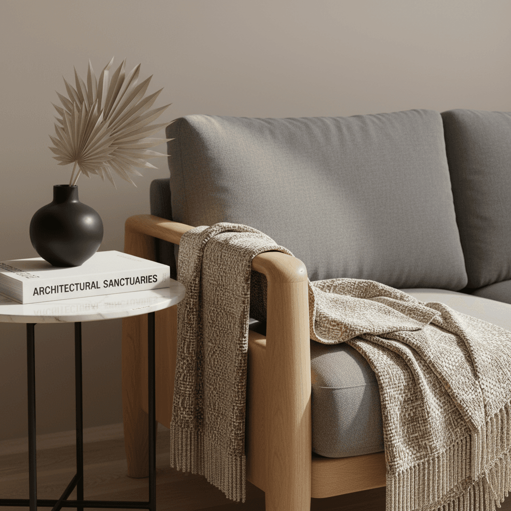 Handcrafted tray on coffee table in cozy living room