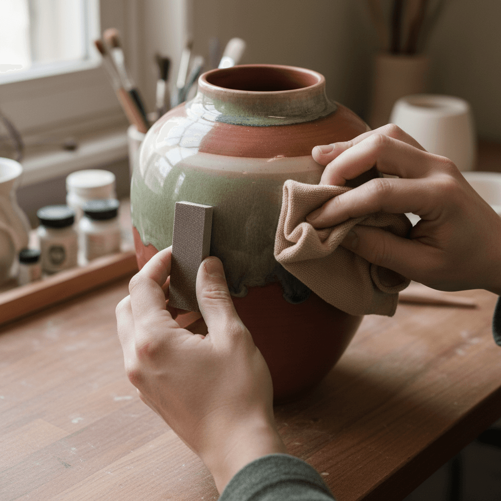 Packing handcrafted urns into crates for shipping